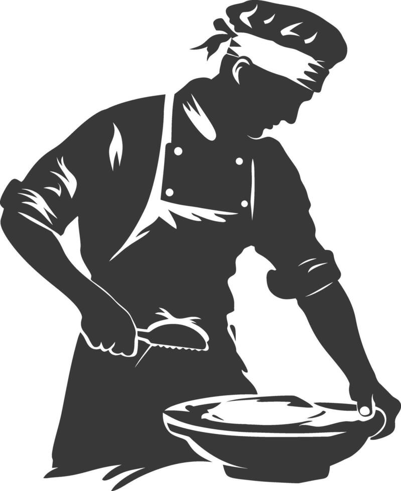AI generated Silhouette baker in action full body black color only vector