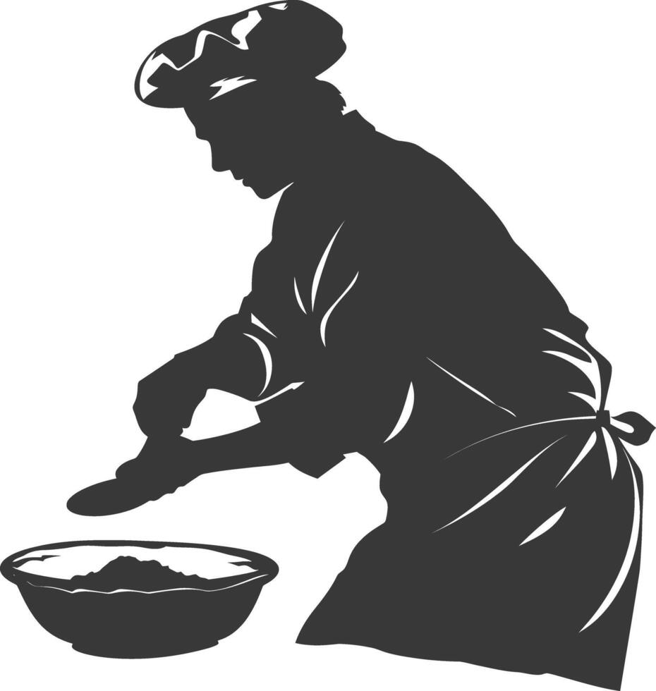 AI generated Silhouette baker in action full body black color only vector