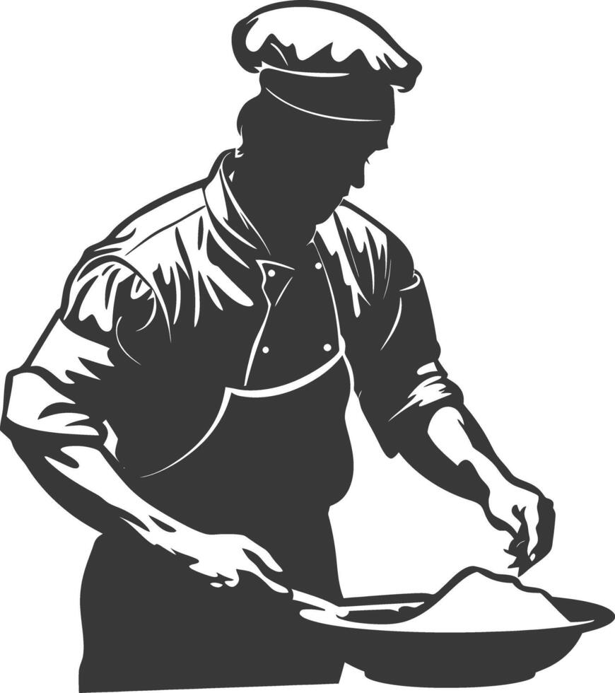 AI generated Silhouette baker in action full body black color only vector