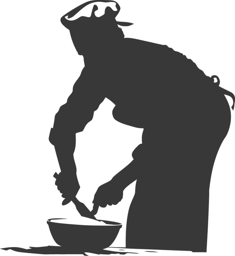 AI generated Silhouette baker in action full body black color only vector