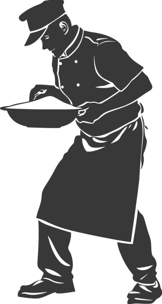 AI generated Silhouette baker in action full body black color only vector