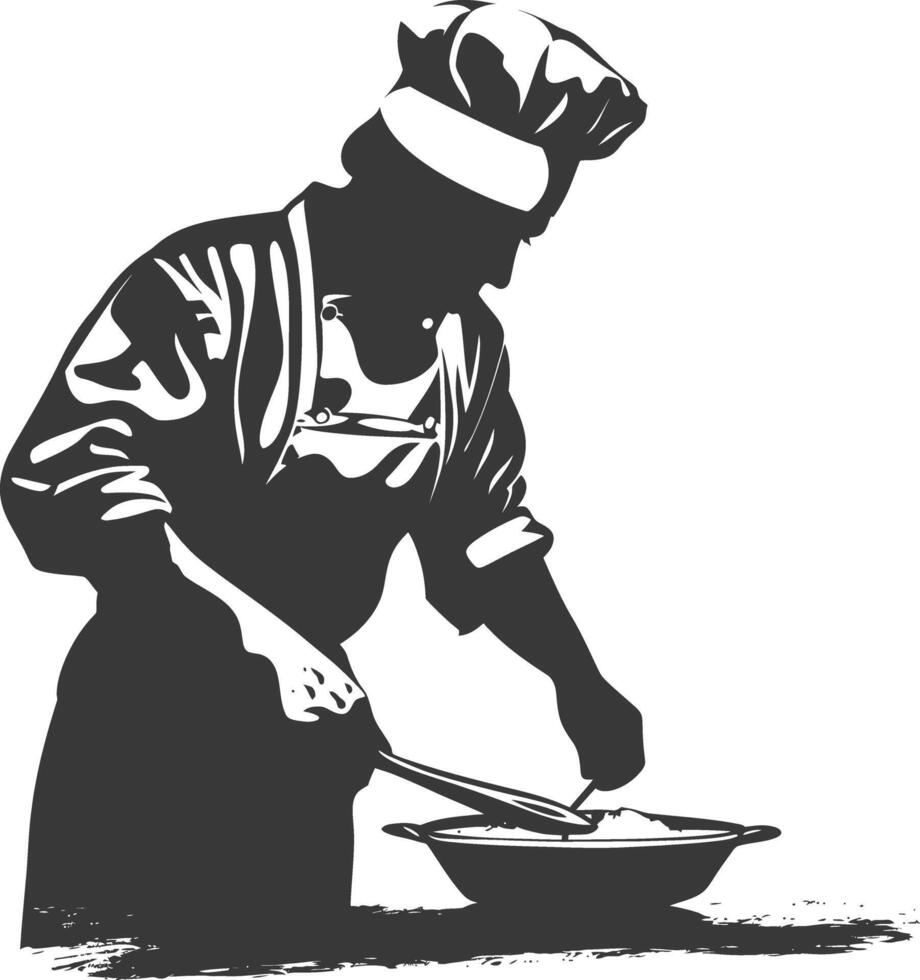 AI generated Silhouette baker in action full body black color only vector