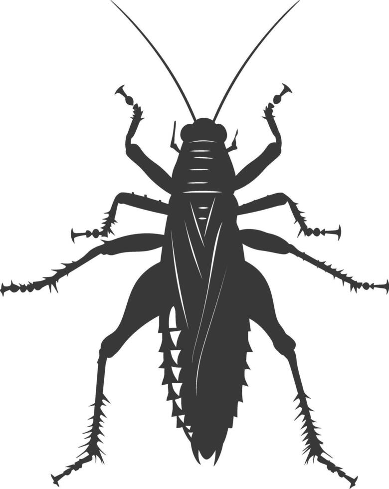 AI generated Silhouette Cricket Insect animal black color only vector