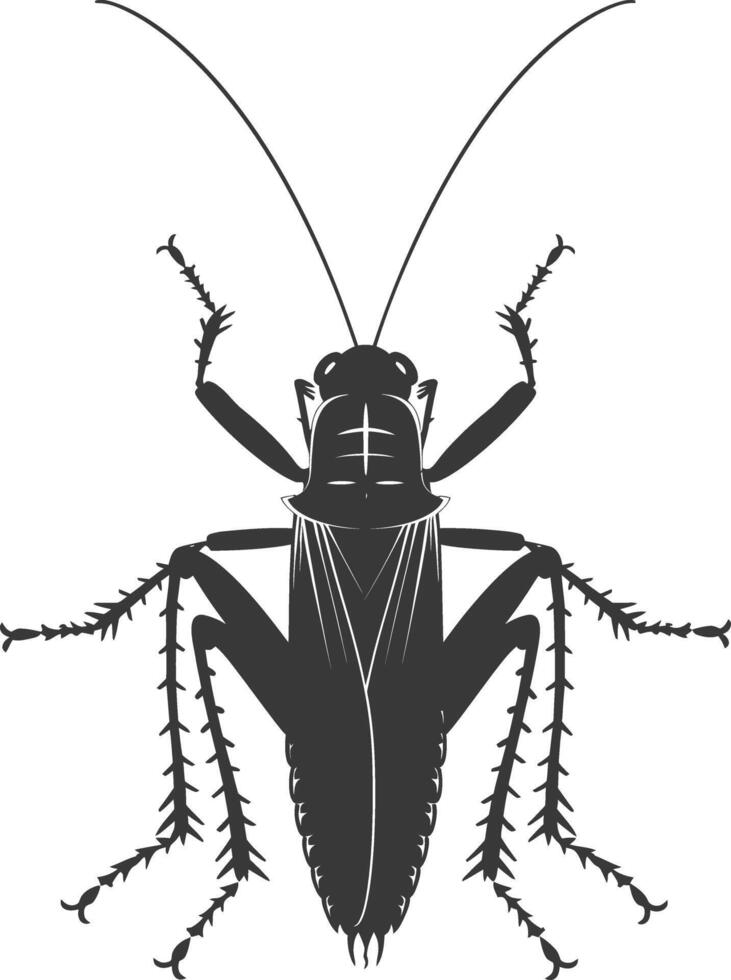AI generated Silhouette Cricket Insect animal black color only vector