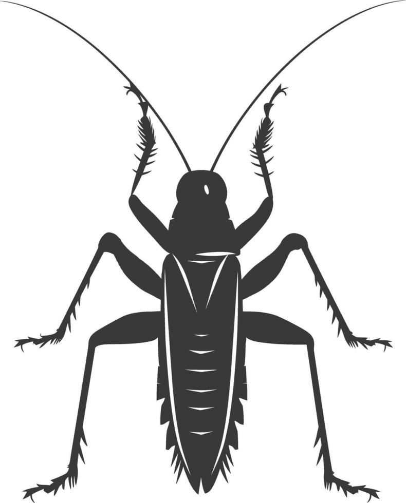 AI generated Silhouette Cricket Insect animal black color only vector
