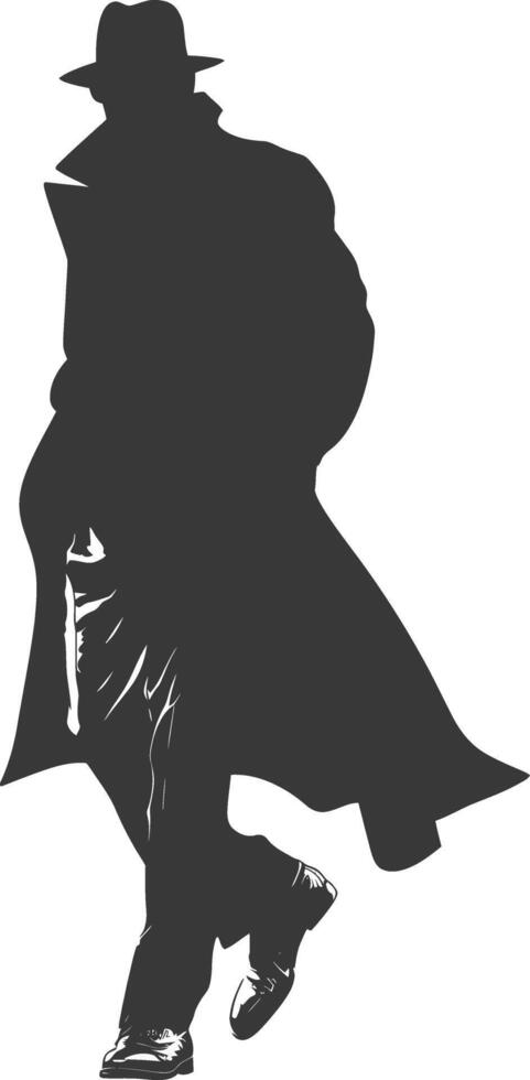 AI generated Silhouette detective in action full body black color only vector