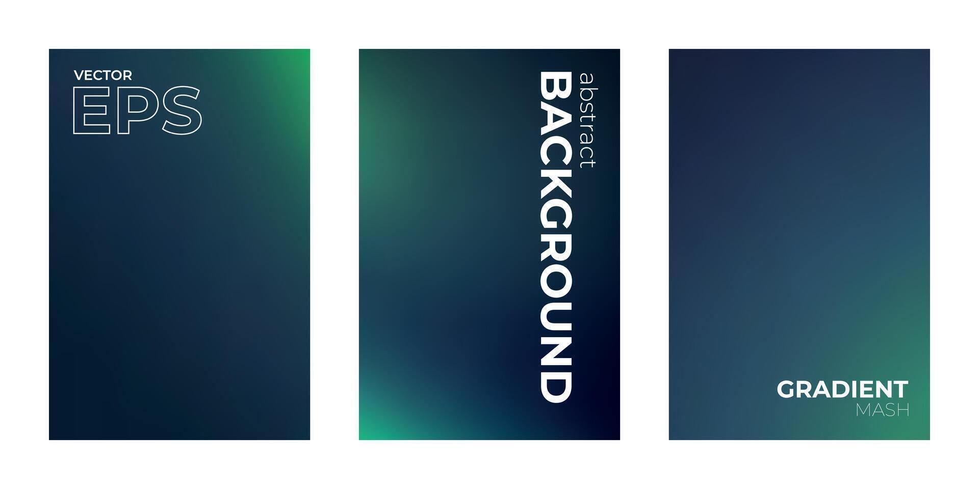 Dark Blue and Green Gradient Background Set for Design vector