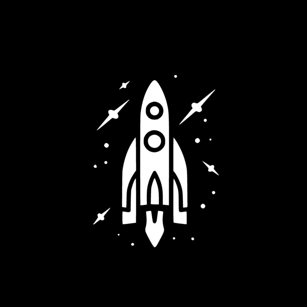 Rocket, Black and White Vector illustration