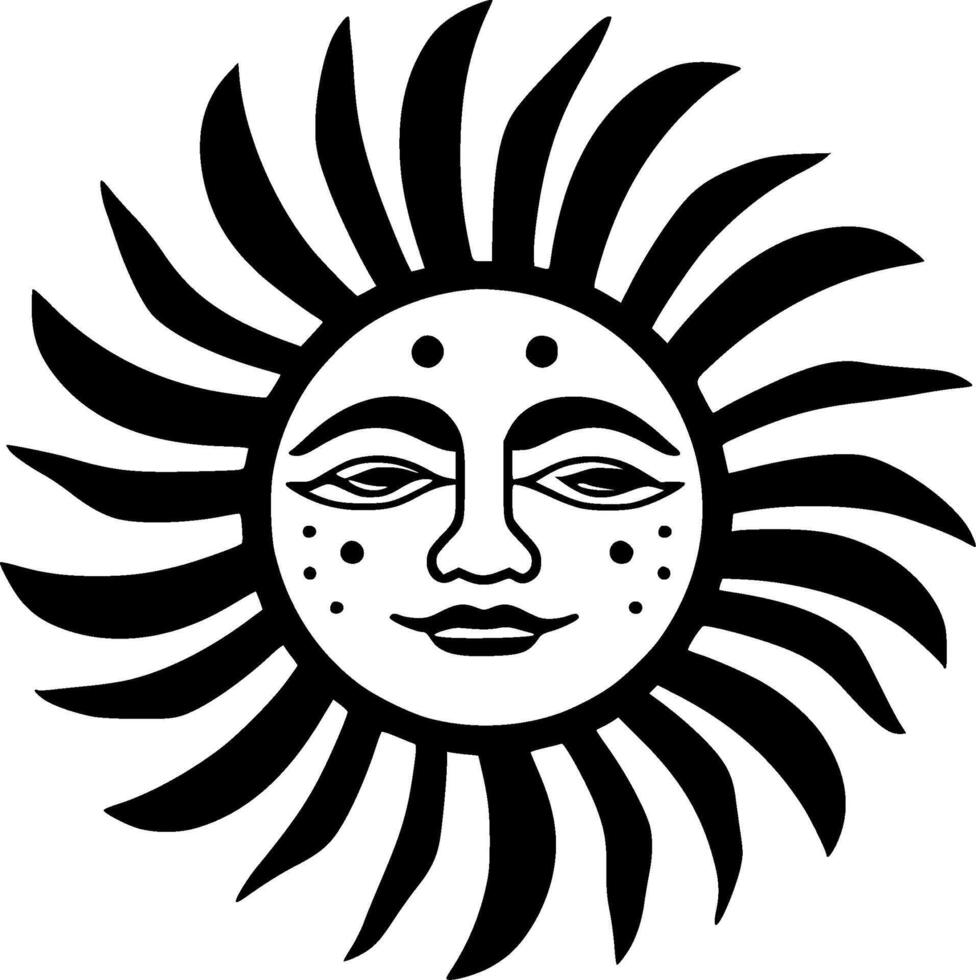 Sun - Black and White Isolated Icon - Vector illustration