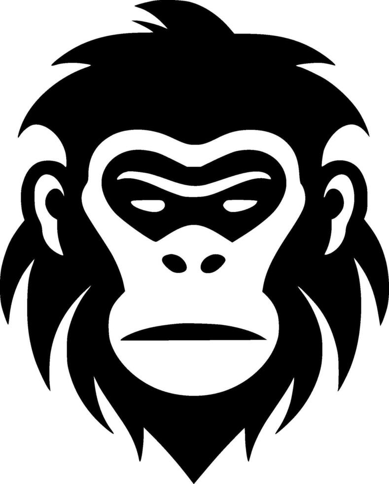 Monkey - Black and White Isolated Icon - Vector illustration