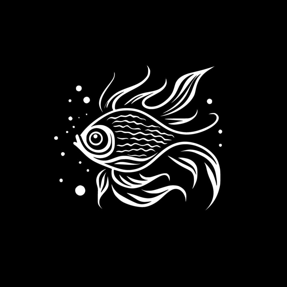 Goldfish - Black and White Isolated Icon - Vector illustration