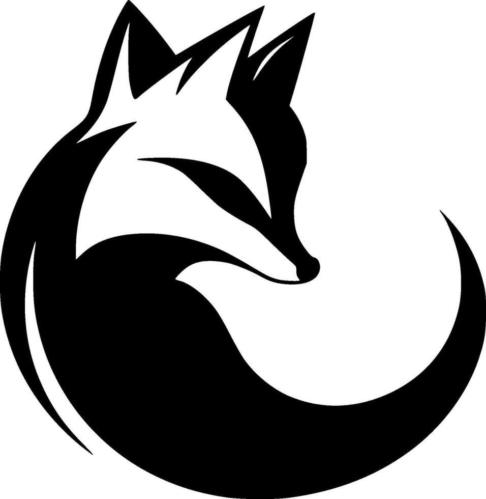 Fox - Black and White Isolated Icon - Vector illustration