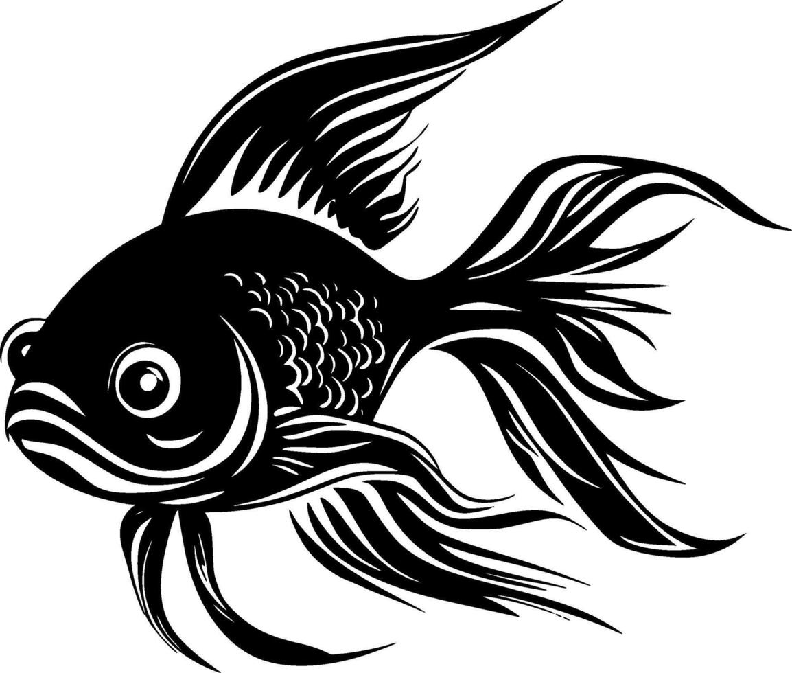 Goldfish, Black and White Vector illustration