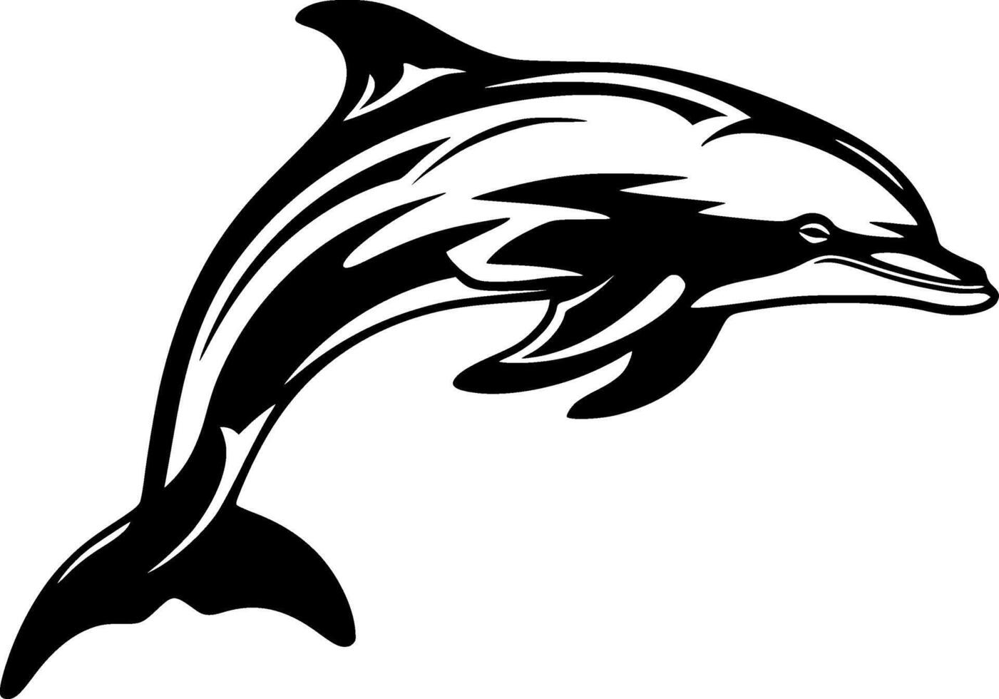 Dolphin - Black and White Isolated Icon - Vector illustration
