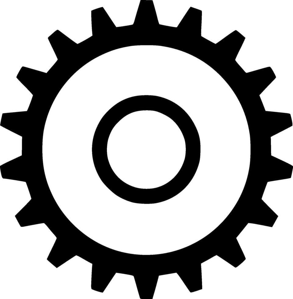 Gear, Black and White Vector illustration