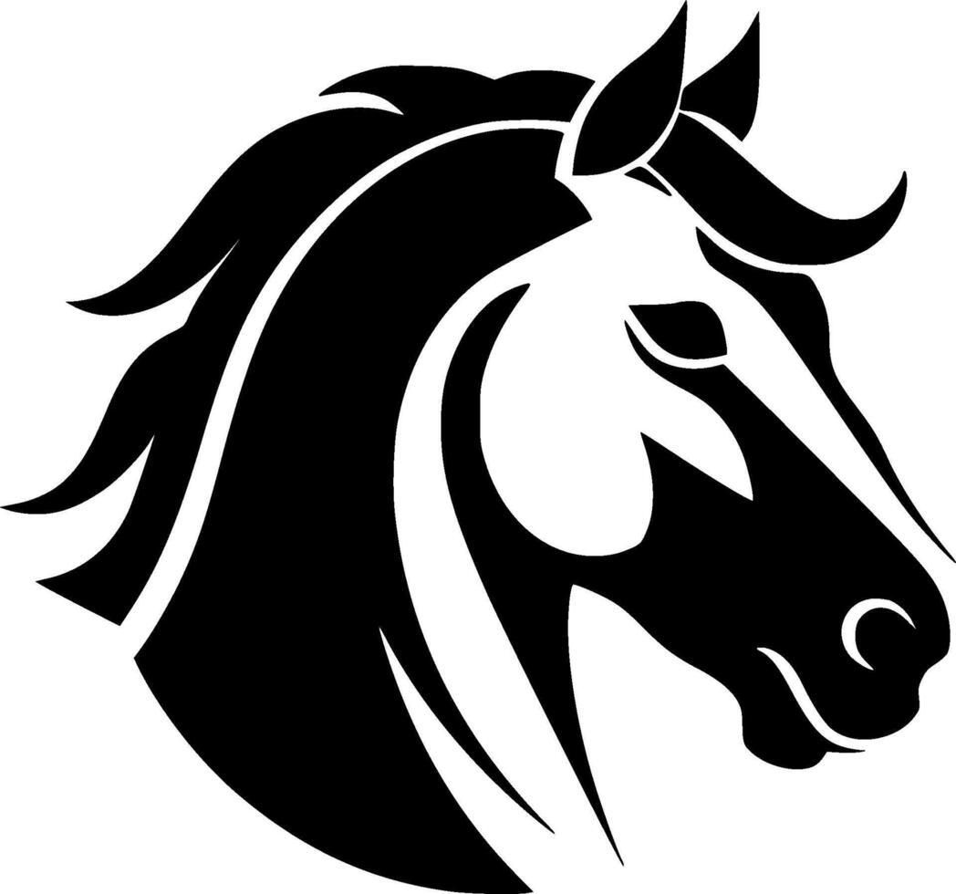 caballos, negro y blanco vector ilustración