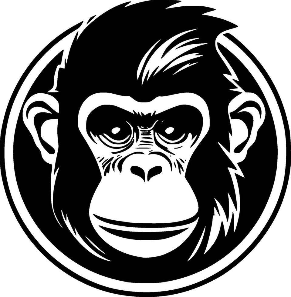 Monkey - Black and White Isolated Icon - Vector illustration