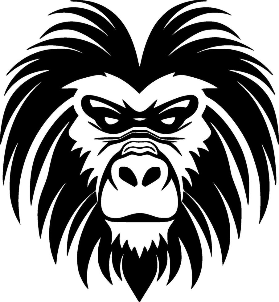 Baboon, Black and White Vector illustration