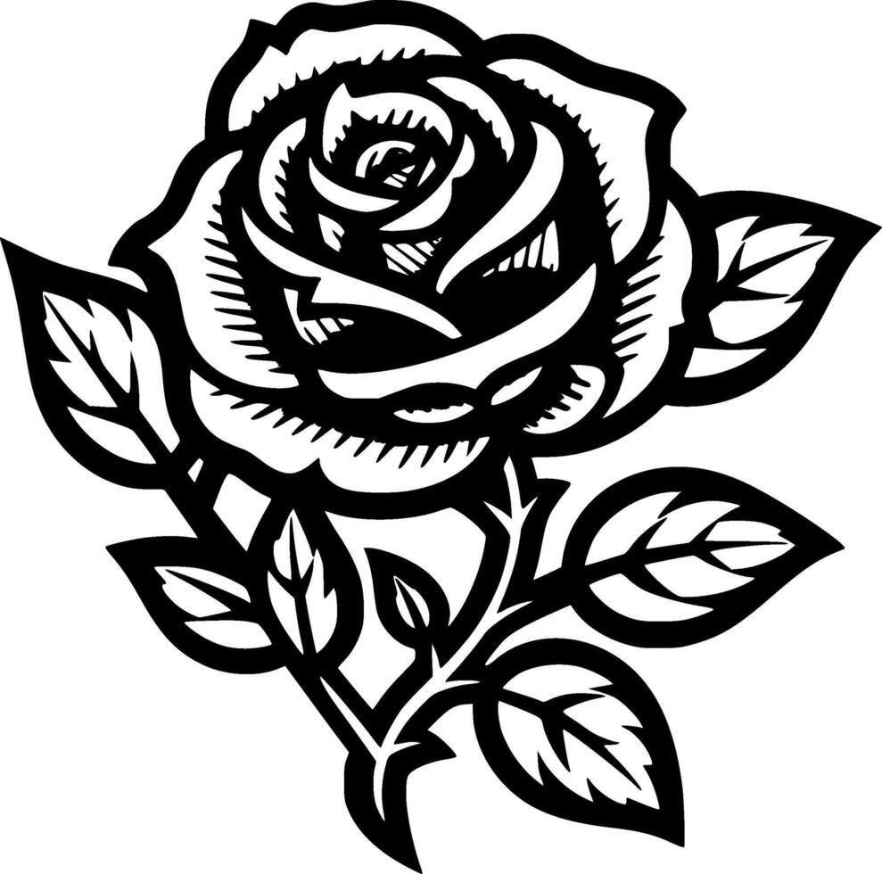 Rose - Black and White Isolated Icon - Vector illustration