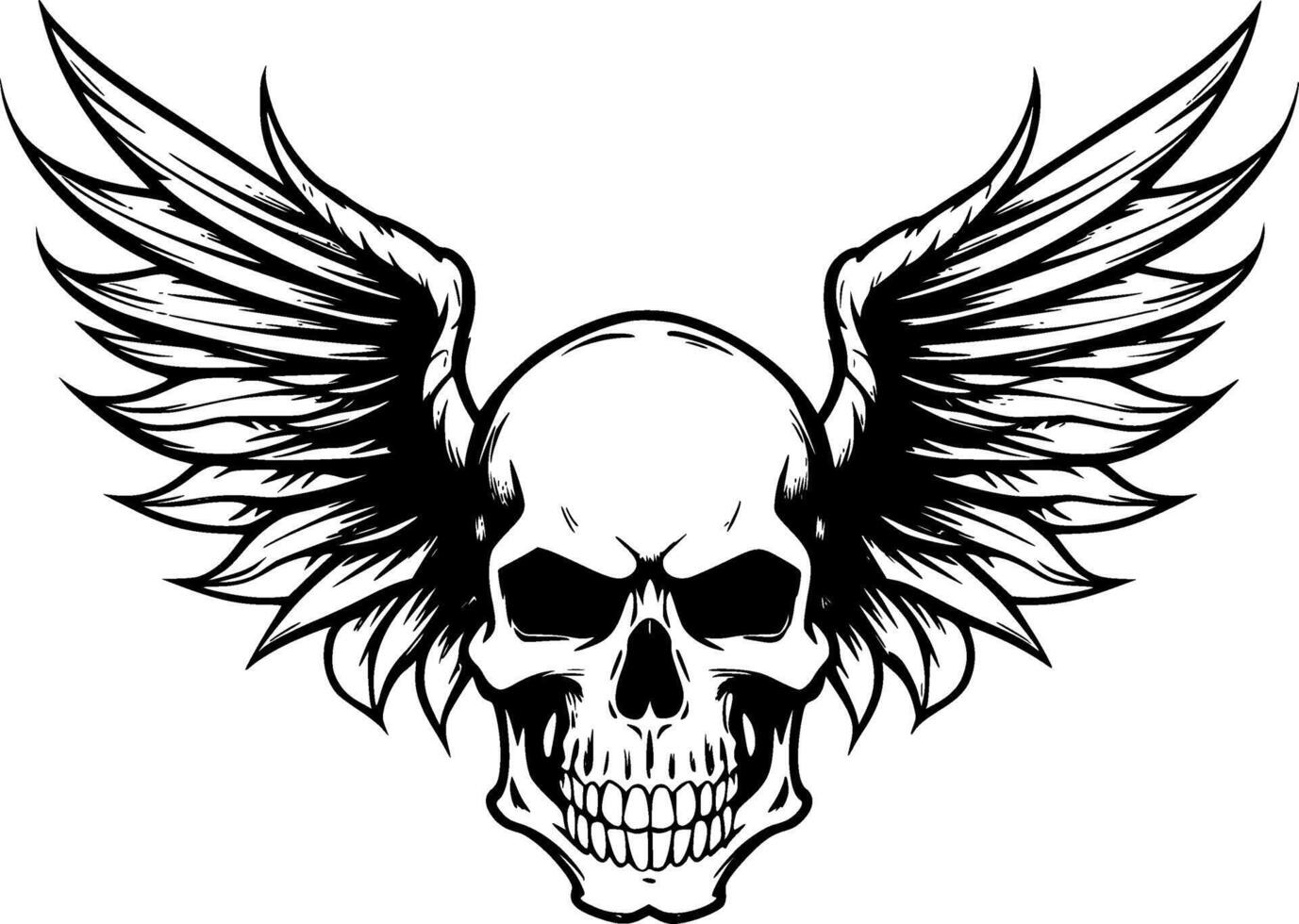 Skull With Wings - High Quality Vector Logo - Vector illustration ideal for T-shirt graphic