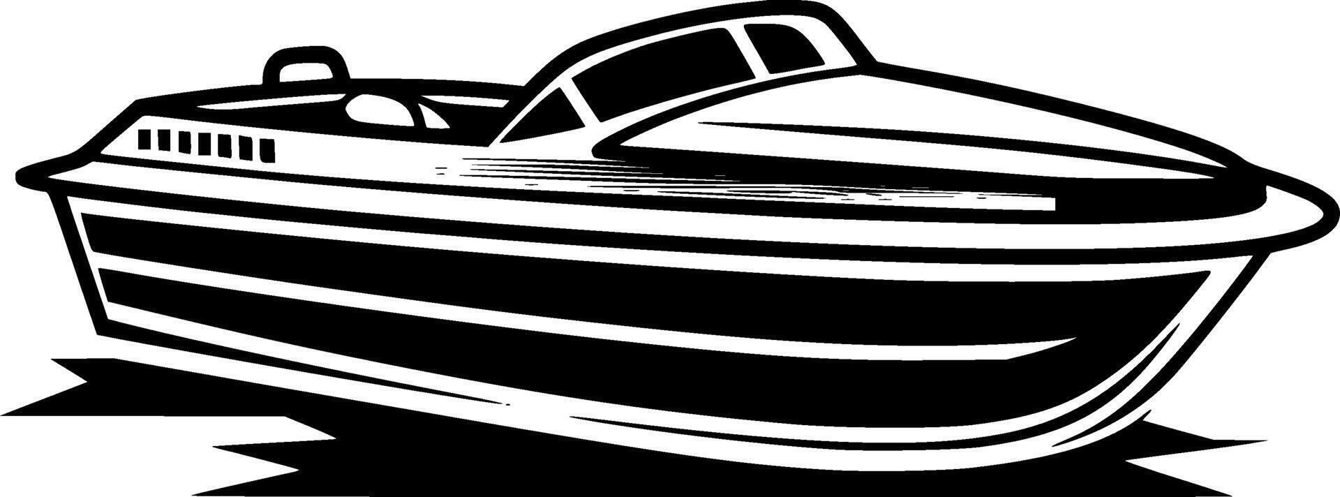 Boat, Black and White Vector illustration
