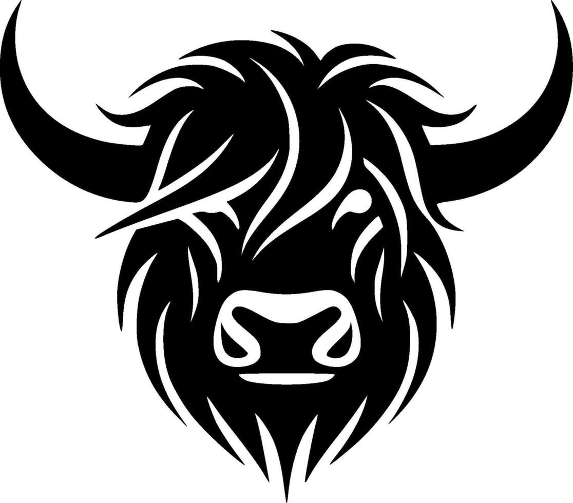 Highland Cow - Minimalist and Flat Logo - Vector illustration