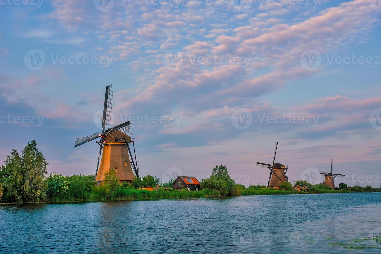 Windmills at Kinderdijk in Holland. Netherlands photo