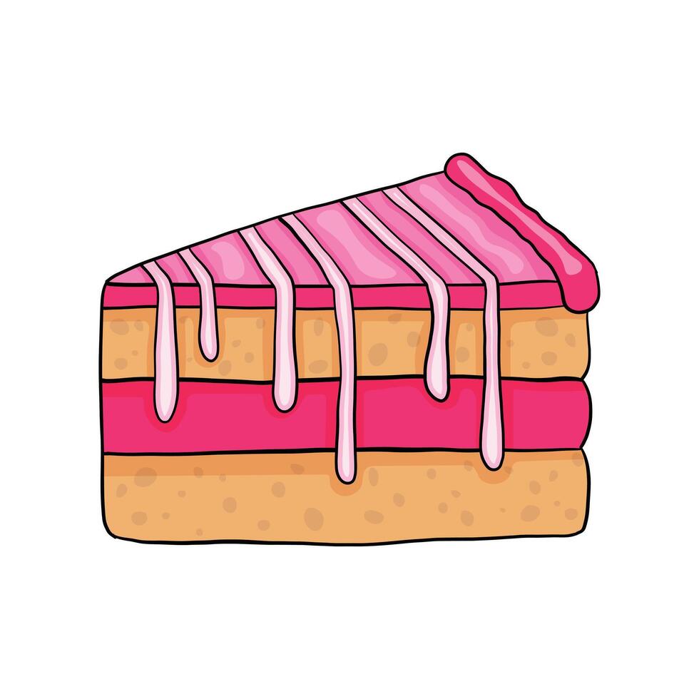 Pink cake Vector. Sweet food. Vector illustration