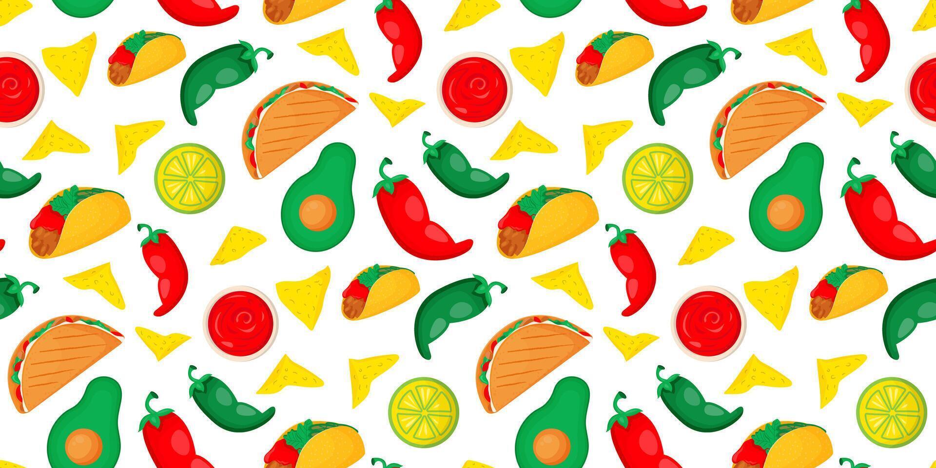 Mexican food seamless pattern. vector