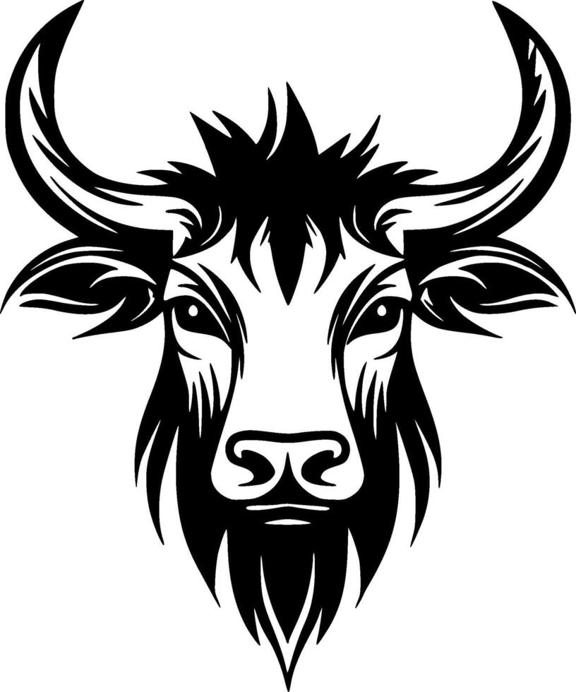 tierras altas vaca, negro y blanco vector ilustración