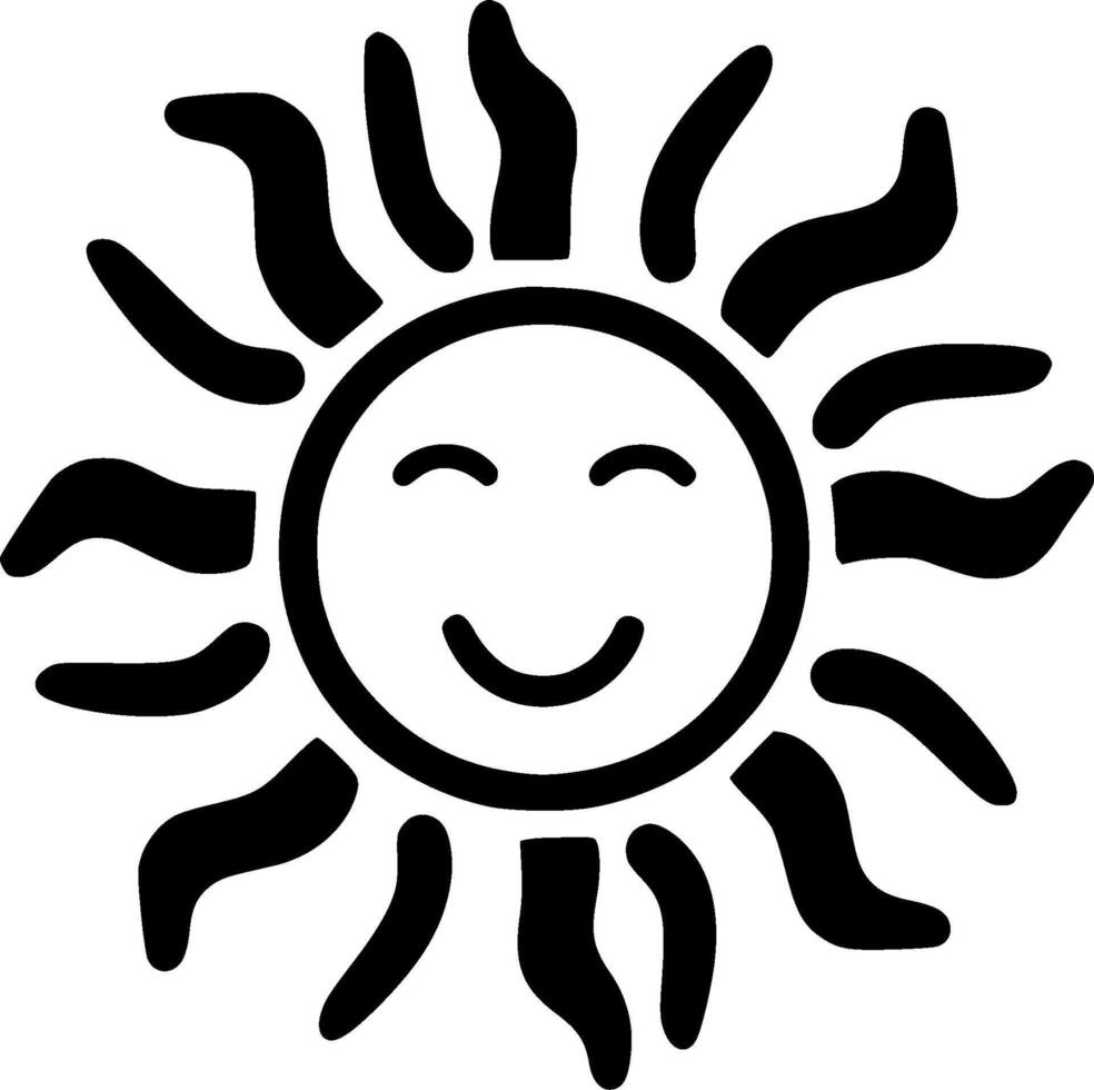 Sun - Black and White Isolated Icon - Vector illustration