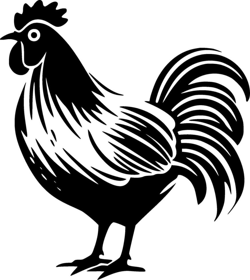 pollo, negro y blanco vector ilustración