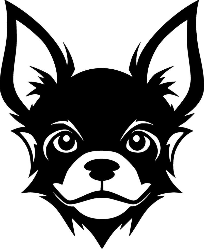 chihuahua - negro y blanco aislado icono - vector ilustración
