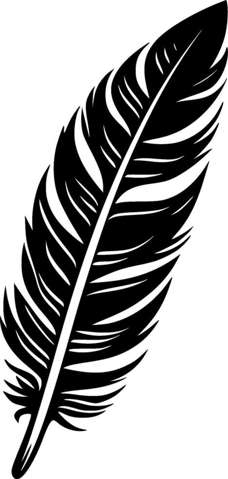 Feather - Black and White Isolated Icon - Vector illustration