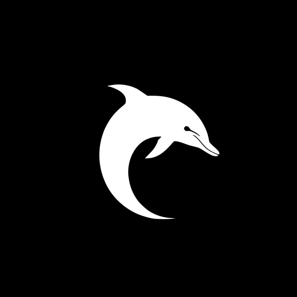 Dolphin - Black and White Isolated Icon - Vector illustration