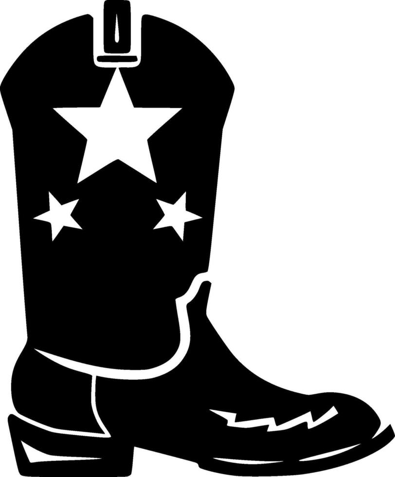 Cowboy Boot - Black and White Isolated Icon - Vector illustration