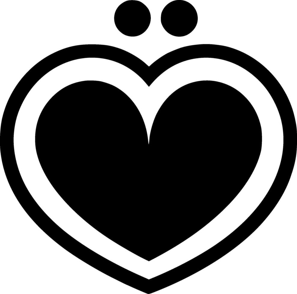 corazón - negro y blanco aislado icono - vector ilustración