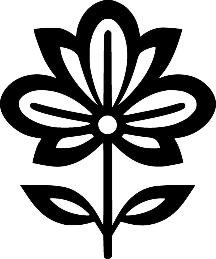 Flower - Black and White Isolated Icon - Vector illustration