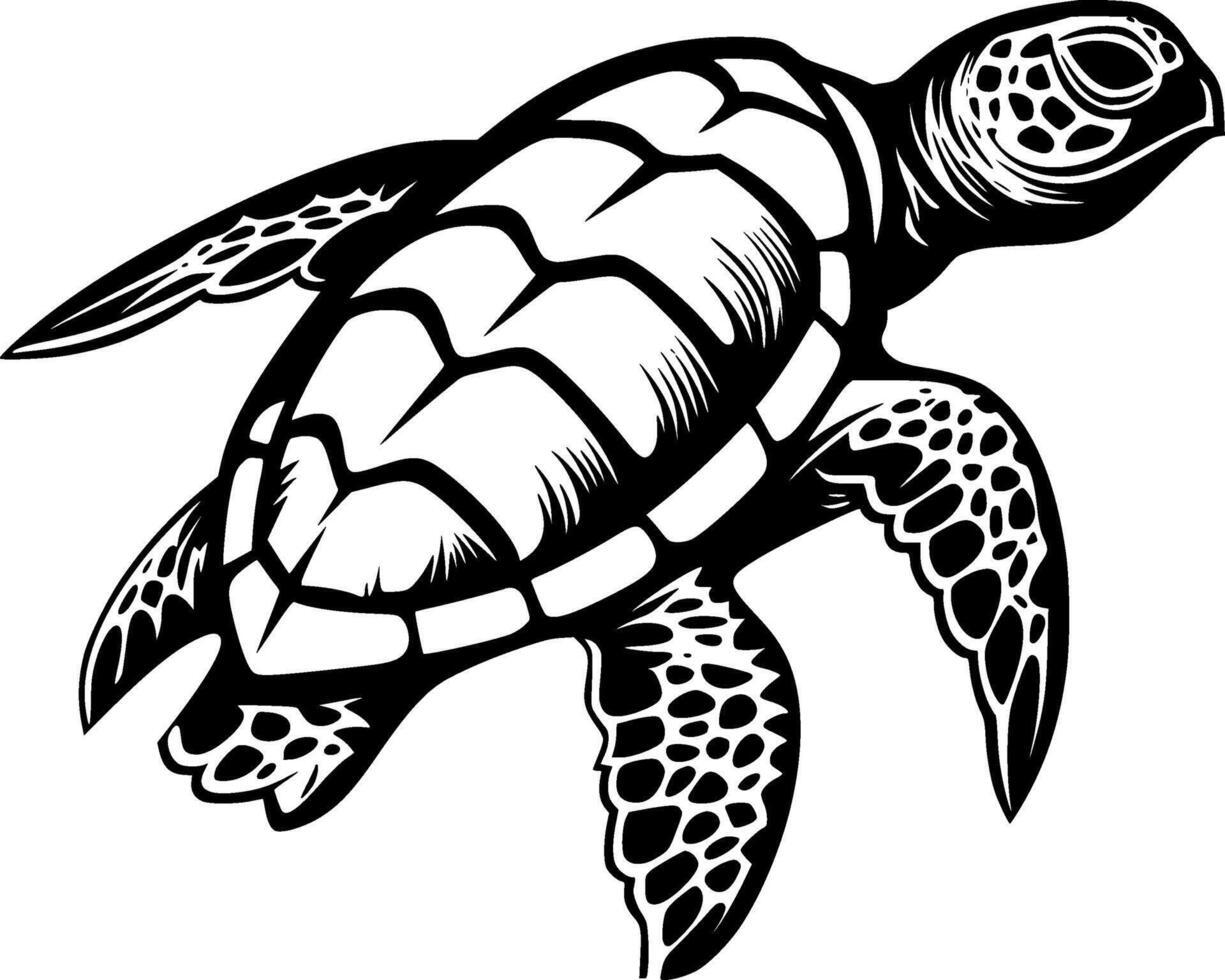 Turtle - Black and White Isolated Icon - Vector illustration
