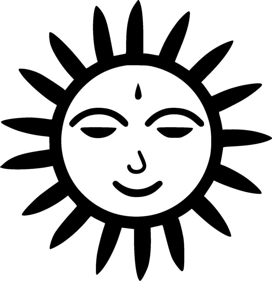 Sun, Black and White Vector illustration