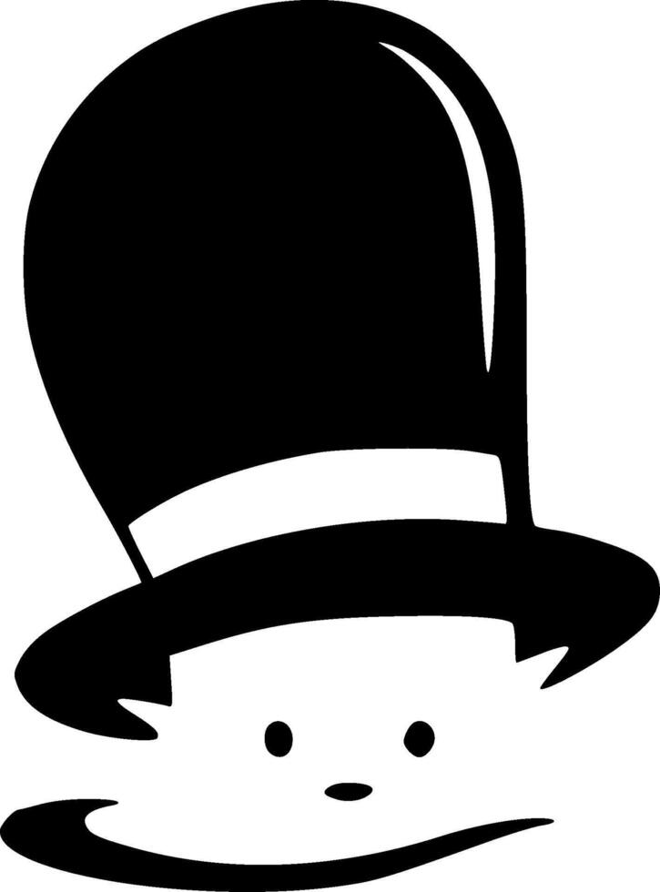 Cat In The Hat, Minimalist and Simple Silhouette - Vector illustration