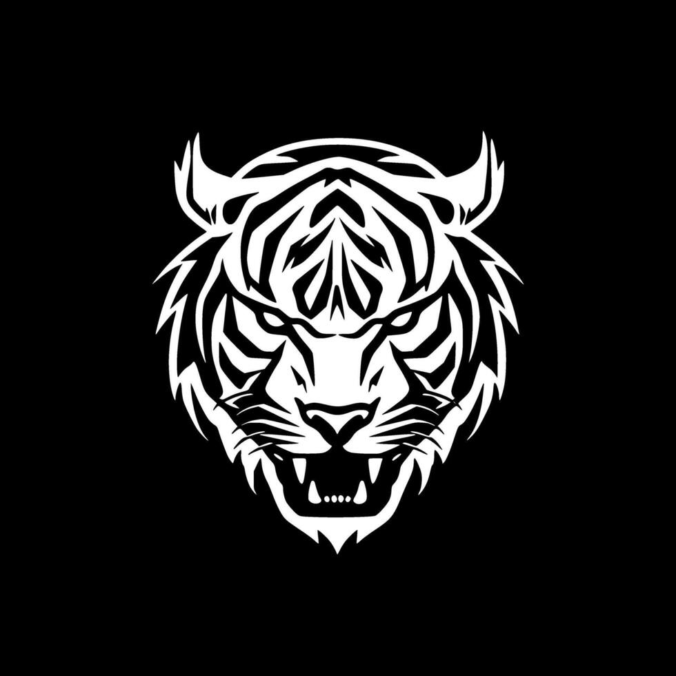 Tiger, Black and White Vector illustration