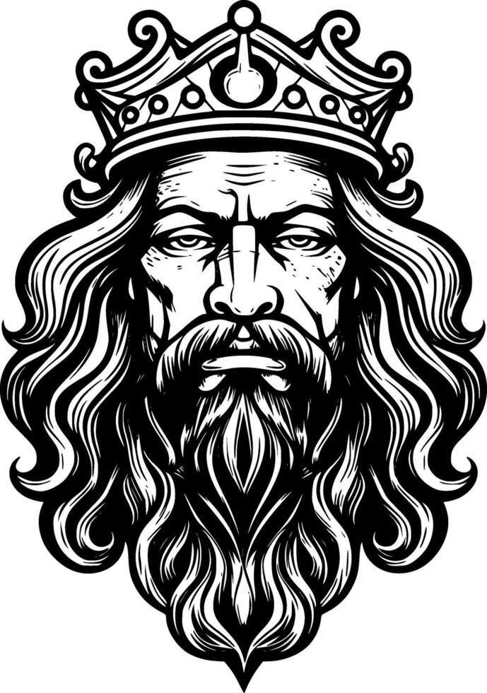 King, Black and White Vector illustration