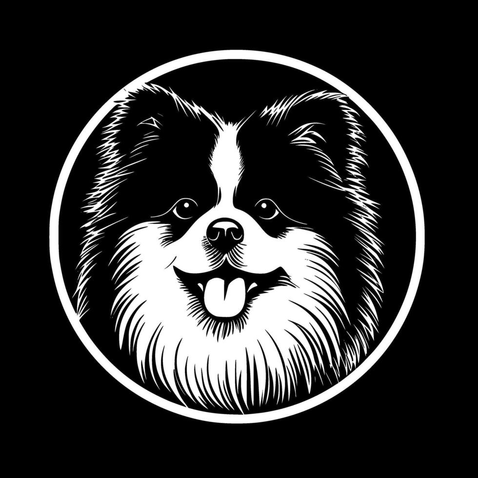 Pomeranian - Black and White Isolated Icon - Vector illustration