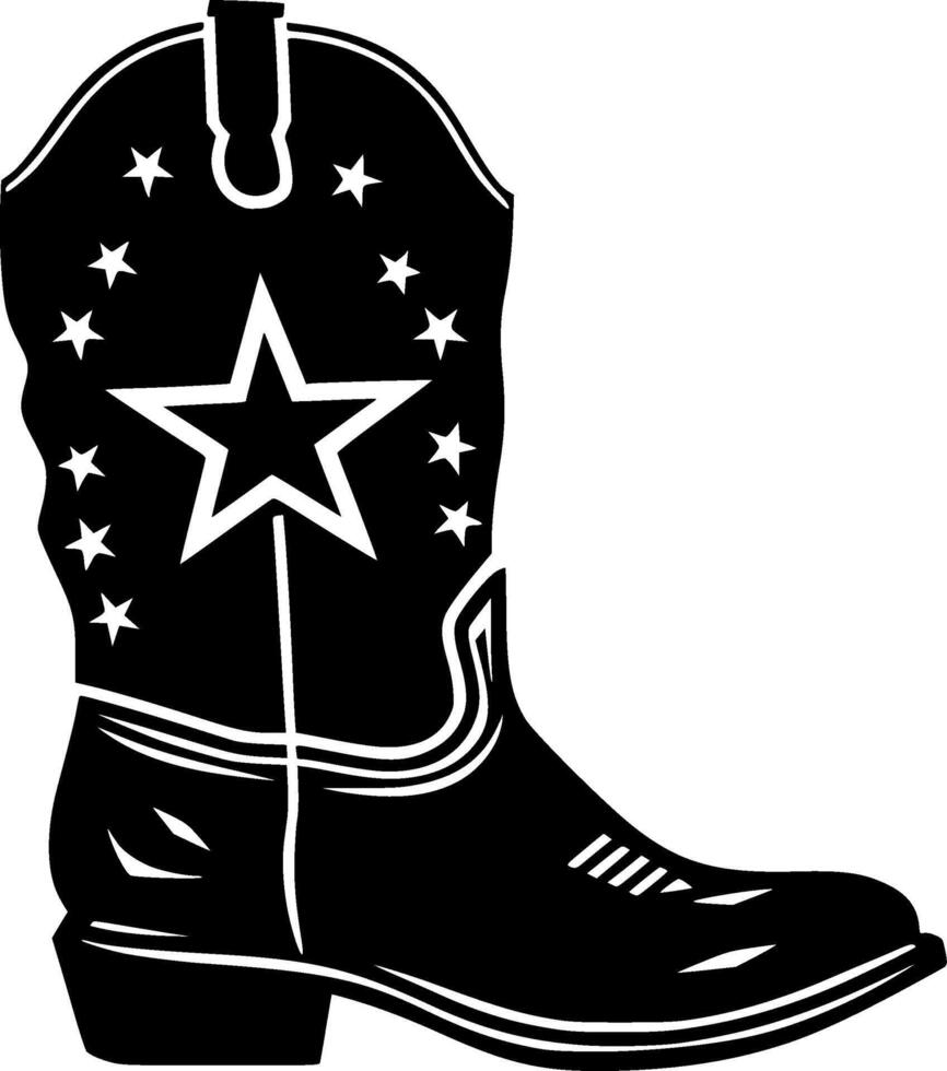 vaquero bota - negro y blanco aislado icono - vector ilustración