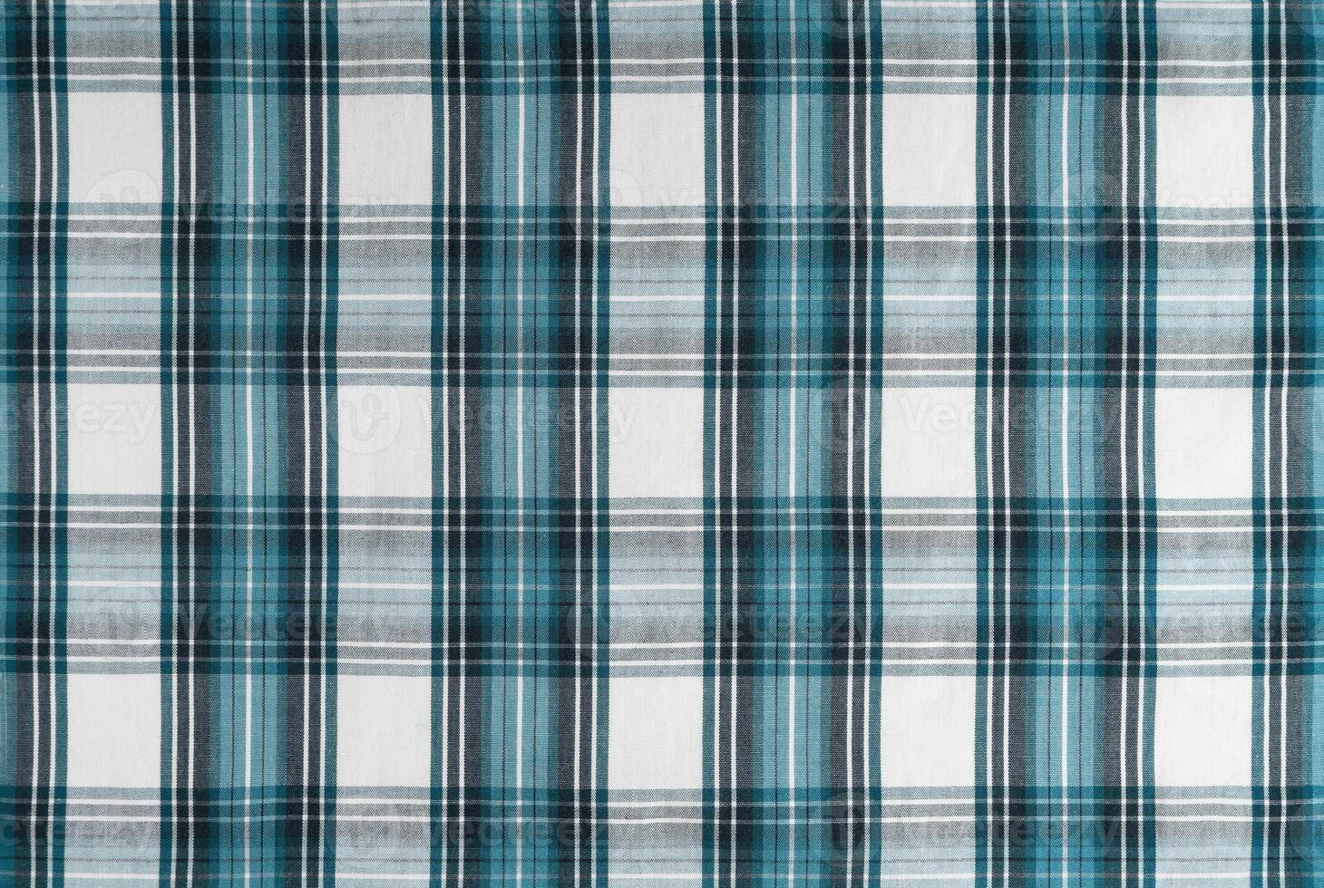 Turquoise checkered texture fabric, tartan pattern background. photo