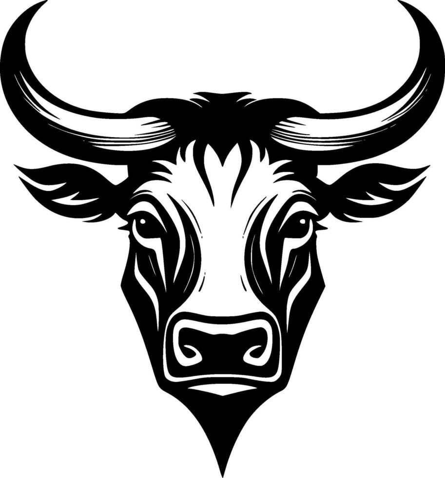 Bull, Black and White Vector illustration