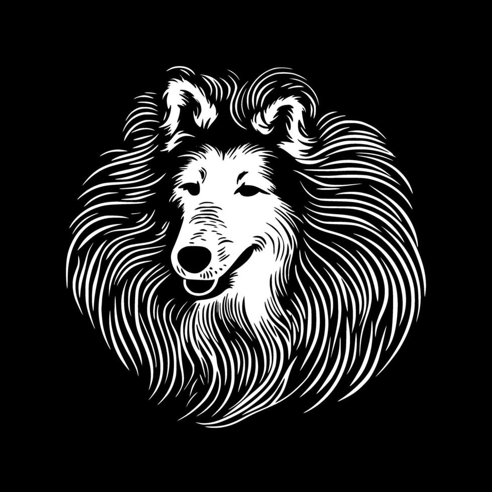 Shetland Sheepdog, Black and White Vector illustration