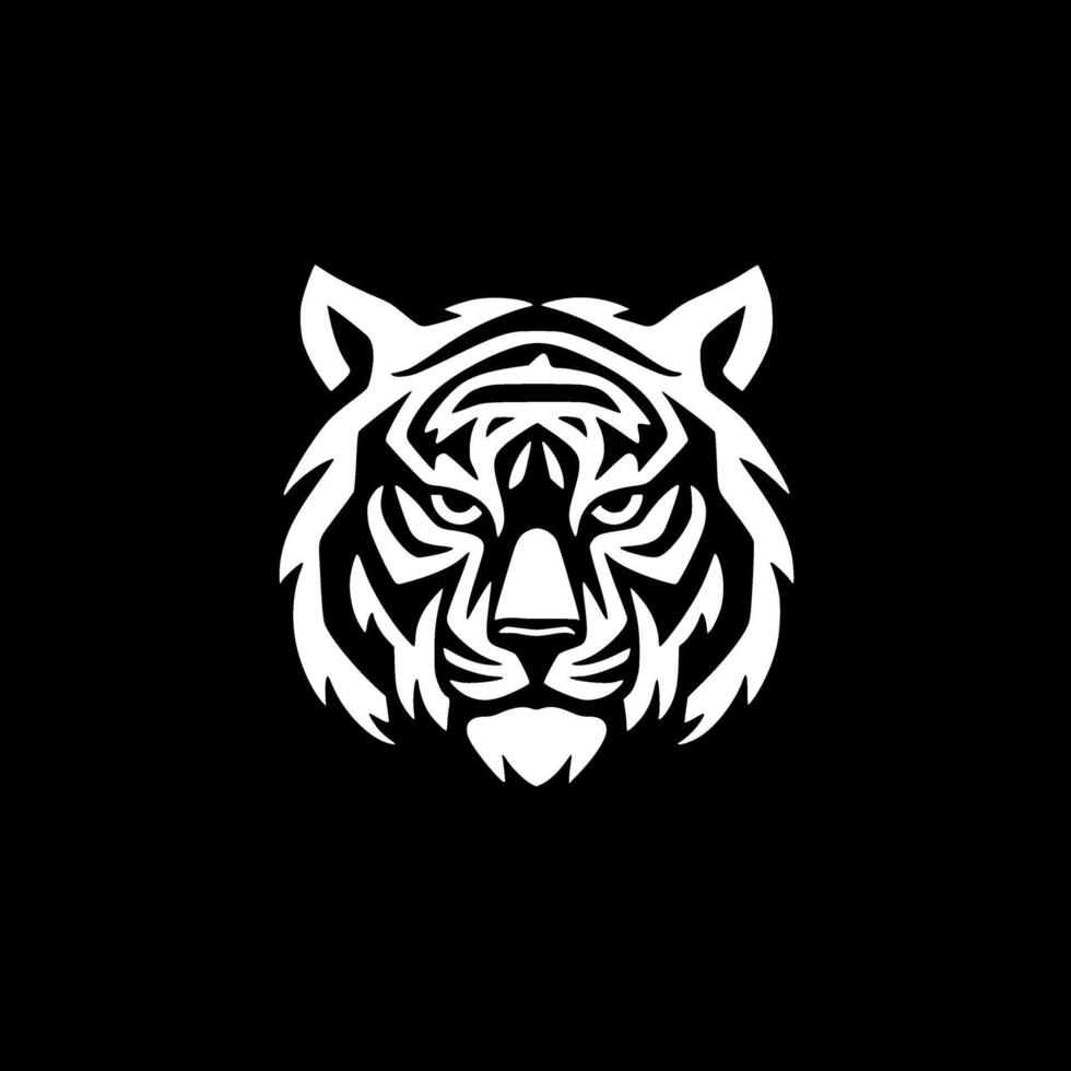 Tiger - Black and White Isolated Icon - Vector illustration