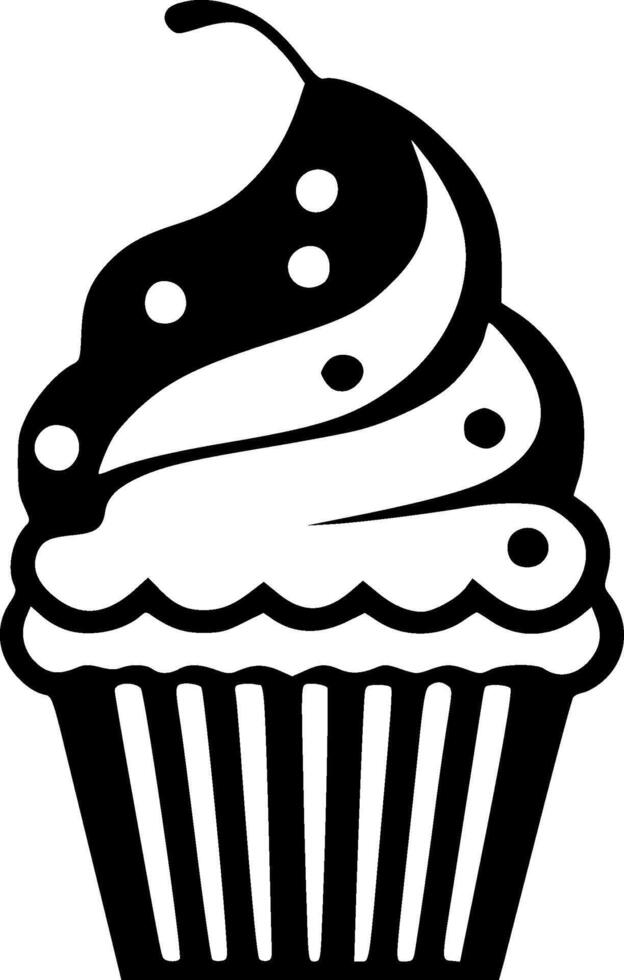 Cupcake, Black and White Vector illustration